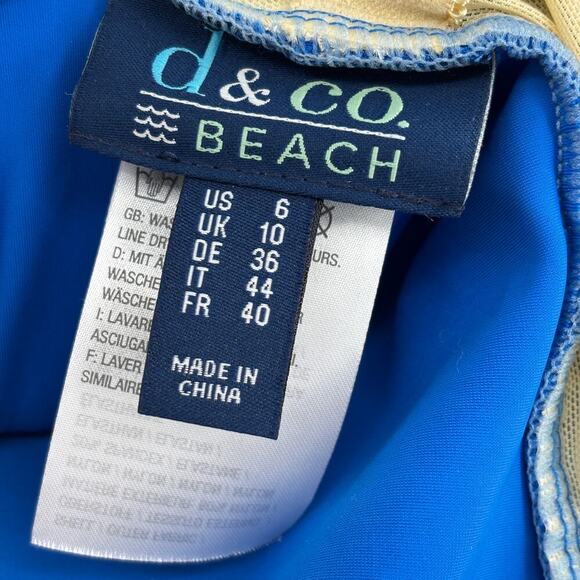 Denim & Co Beach Swim Dress Size 6 Blue Laser Cut One Piece Swimsuit - Picture 3 of 13